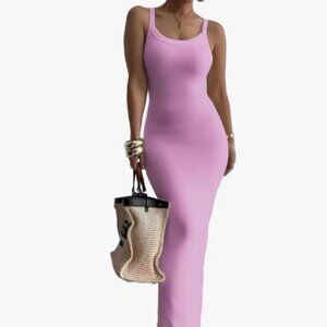 Pink Sleeveless Bodycon Maxi Dress